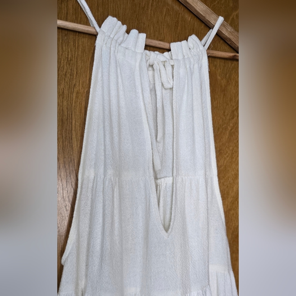 Free People Babydoll Gauze Tiered Halter Dress Small Oversized Sundress - Picture 6 of 14